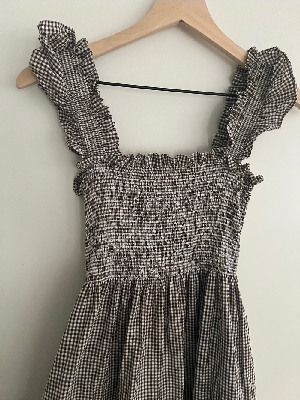Hill House Ashlyn Nap Dress in Cognac Gingham Smocked Midi Dress small - Picture 5 of 10